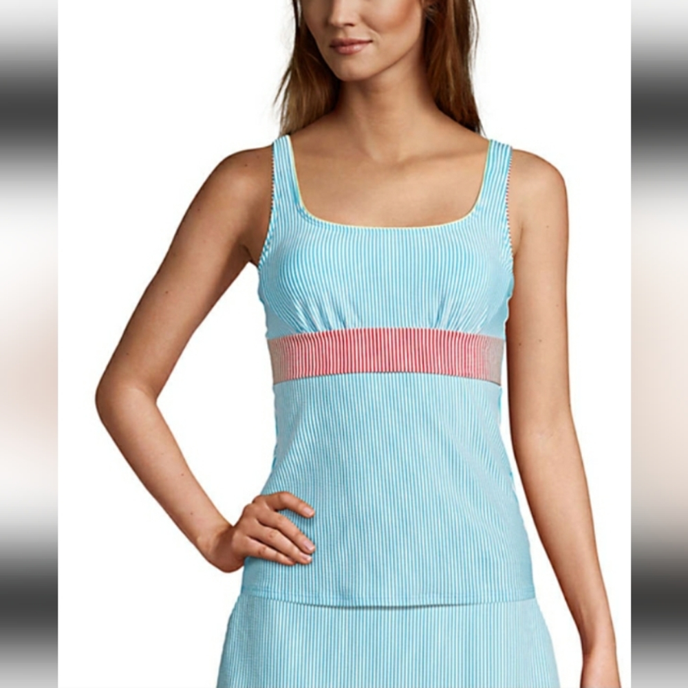 Women's Chlorine Resistant Square Neck Tankini Top Swimsuit Size 10